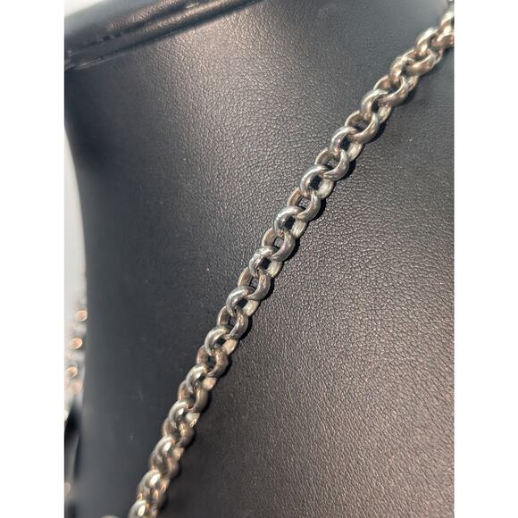 Lydell N.Y.C. Silver Tone Rutilated Quartz Shell Disk Rolo 18" Chain Necklace - Picture 8 of 16